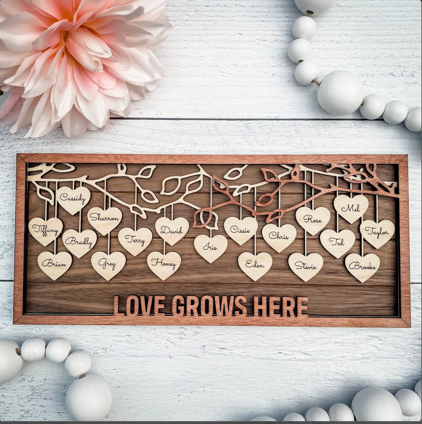 HANGING HEARTS FAMILY FRAME