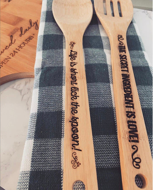 Engraved Wooden Kitchen Spoon Set