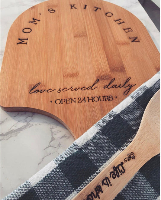 Mom's Kitchen Loved Served Daily Cutting Board, Gift for mom, gift for her, kitchen gift, Mother’s Day gify