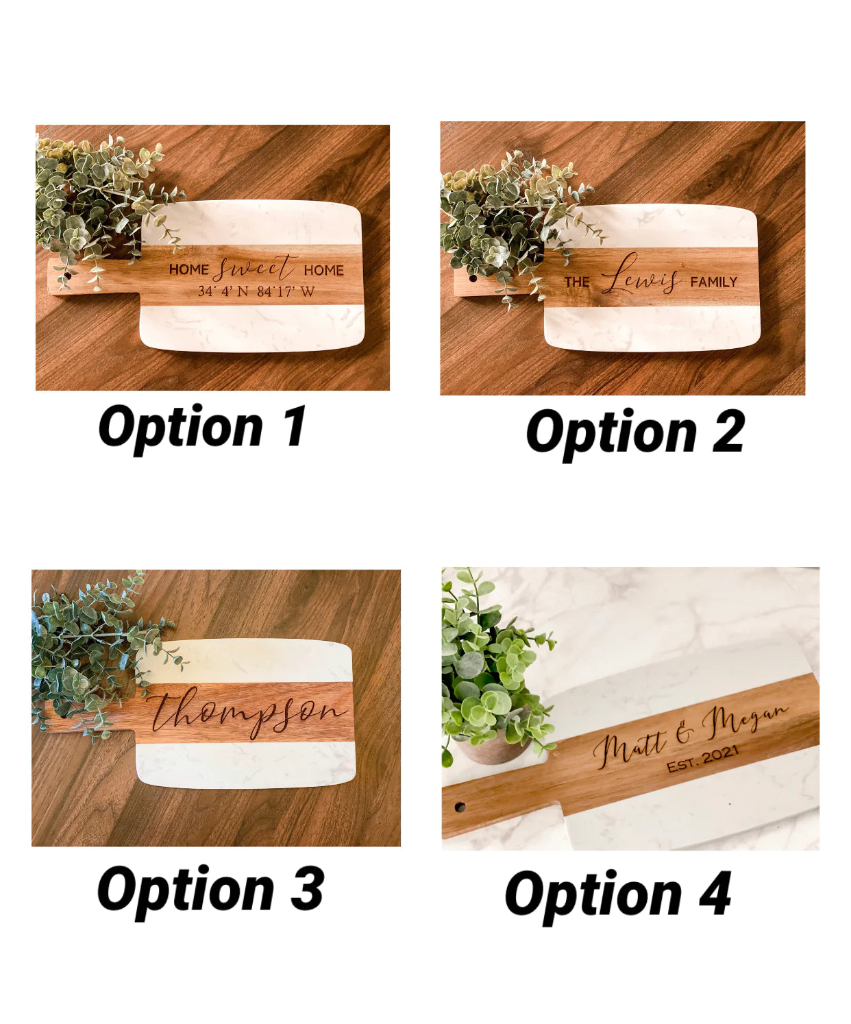 PERSONALIZED ACACIA AND MARBLE SERVING BOARD