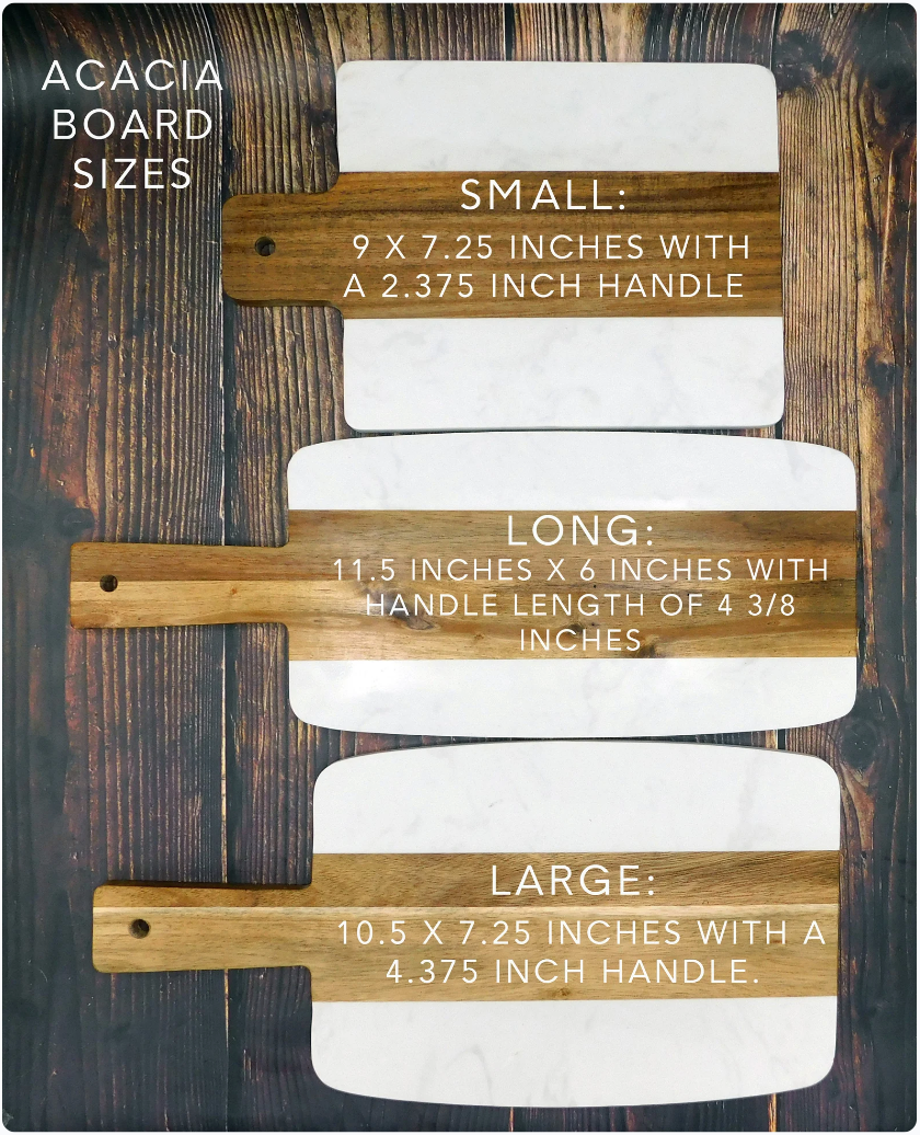 PERSONALIZED ACACIA AND MARBLE SERVING BOARD